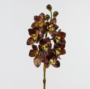 Fleur d'<span class=keywords><strong>orchidée</strong></span> <span class=keywords><strong>Cymbidium</strong></span> artificielle à 8 têtes, fleur à toucher réel, fleur décorative pour mariage - Product Image 1