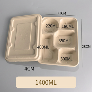 Boîte alimentaire jetable multi-compartiments en bagasse de canne à sucre biodégradable et compostable pour plats à emporter, sushis et frites - Product Image 4