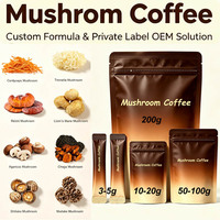 Formule personnalisée et marque privée, poudre de café aux champignons instantanée