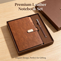 Ensemble cadeau de carnet en cuir pour affaires avec carnet A5, stylo personnalisé imprimé en sérigraphie et gourde isotherme