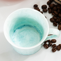 Ensemble tasse et soucoupe en céramique émaillée craquelée vert aqua, fabricant en gros pour la vaisselle de café et d'hôtel