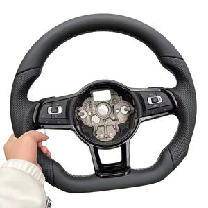 Volante de cuero completo de estilo deportivo para Volkswagen VW <span class=keywords><strong>Golf</strong></span> Mk7 <span class=keywords><strong>GTI</strong></span> <span class=keywords><strong>Golf</strong></span> R Polo GTE Passat Jetta accesorios de coche personalizados - Product Image 5