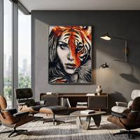 Kit de broderie mosaïque 5D en résine pour toile, peinture diamant complète, motif femme tigre, pour décoration de salon