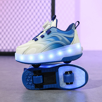Chaussures de roller pour enfants avec roues lumineuses, tige en cuir, semelle intermédiaire en EVA, semelle extérieure en TPR, doublure en mesh, marque OEM/ODM