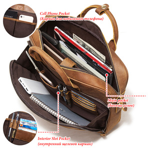 Logotipo personalizado funcional <span class=keywords><strong>ejecutivo</strong></span> bolso de cuero computadora portátil impermeable bolso de hombro bolsos suave cara maletines de cuero - Product Image 2