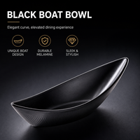 Bol en mélamine noir de 31,5 cm, forme bateau, caractéristiques chinoises, incassable, qualité alimentaire, pour restaurant et hôtel