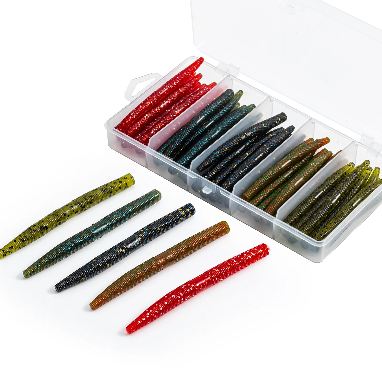 50 Stück Soft Worm Lure Set Angeln Soft Plastic Wacky Worms