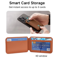 Étui de téléphone portable en cuir PU avec porte-cartes magnétique personnalisé avec logo, porte-cartes magnétique pour iPhone 15 Pro Max 16 17
