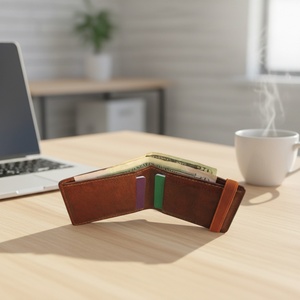 Genuine Leather Open Vintage Short RFID Customized Stone Pattern Anti Theft Business ID <b>Wallet</b> Nylon Portable Credit Card <b>Holder</b> - Product Image 4