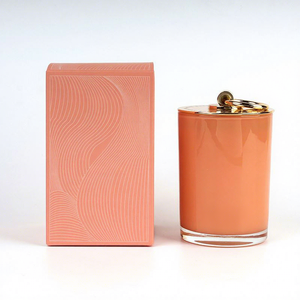 Scented <b>Candle</b> Jar Set Cylinder Home Decoration Customized Fragrance Colorful Glass Container with Gold Lid - Product Image 2