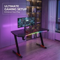 Bureau de jeu AOR avec 20 modes d'éclairage RGB, panneau de contrôle réglable, construction en acier inoxydable, design moderne, extensible, fabriqué en usine