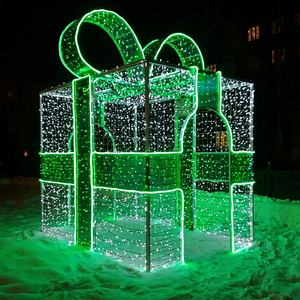 Luces Decorativas con Motivo de Caja de Regalo Navideña 3D Grande para Proyectos de Iluminación Navideña LED para Exteriores e Instalaciones Públicas Festivas - Product Image 1