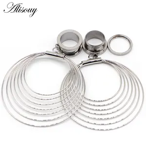 Alisouy 2PC Piercing orecchio in acciaio inox cerchio tappi pendenti tunnel corpo gioielli Expander barella orecchini gioielli