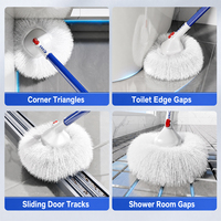 BOOMJOY Brosse douce extensible à 3 sections avec rotation à 360° °   Filaments ronds pour nettoyer les angles morts de la douche et les coins triangulaires
