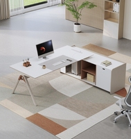 Bureau de direction moderne en L, poste de travail pour manager, bureau informatique extensible en bois durable, montage facile