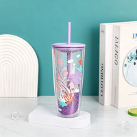 Gobelet à double paroi créatif haut de gamme avec une grande capacité de 750 ml, en plastique recyclable, avec couvercle et logo personnalisable
