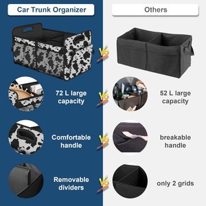 Femuar 72L Extra Large pieghevole appeso bagagliaio auto Organizer per SUV Cow stampa serie