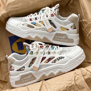 Zapatillas informales <span class=keywords><strong>de</strong></span> verano para hombre, zapatos <span class=keywords><strong>de</strong></span> lona transpirables blancos <span class=keywords><strong>de</strong></span> moda, diseño <span class=keywords><strong>de</strong></span> <span class=keywords><strong>ALMA</strong></span> gruesa, malla con características <span class=keywords><strong>de</strong></span> aumento <span class=keywords><strong>de</strong></span> altura - Product Image 3