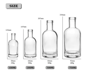 Factory Custom Design Wijn Fles 500Ml 750Ml Wodka Glas Geest Fles Met Kurk