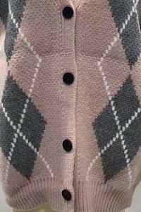Maglione con scollo a V Casual alla moda Cardigan con bottone monopetto anteriore Argyle Design per l'inverno <span class=keywords><strong>Online</strong></span> - Product Image 3