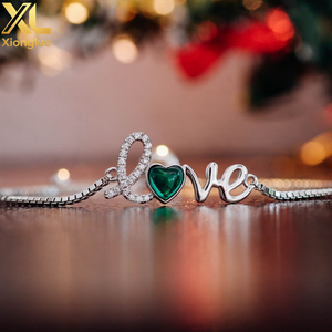 Joyería Electrochapada, Grosor de Revestimiento de 0.3 mm, Engaste de Garras, Novedad 2021, Brazaletes Sencillos y Modernos con Forma de Carta de Amor - Product Image 2