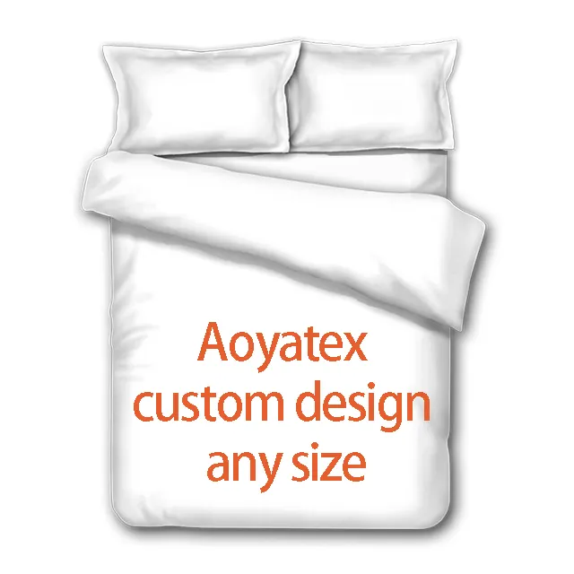 Aoyatex özelleştirilmiş tasarım 3D baskı yatak çarşafı/yorgan yatak örtüsü seti yastık kılıfı ile