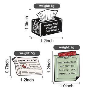 Boekenliefhebber fictieve personage humor emaille pin set tissuebox broche voor rugzakdecoratie - Product Image 6