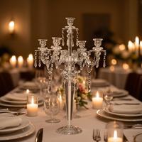 Chandelier en acrylique transparent à 3/5 bras, style moderne et minimaliste, élégant, pour bougies coniques, idéal pour mariages, banquets et tables de luxe