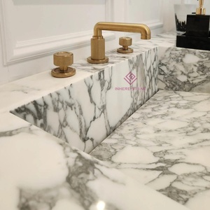 Meuble-lavabo flottant en marbre Calacatta Viola de 72 po avec jupe de 16 po pour la rénovation de salles de bain de maisons et villas modernes de luxe - Product Image 6