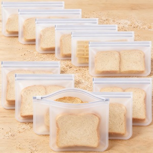 Customizable Logo Transparent Eco-Friendly Silicone Leakproof Reusable Stand with <b>Zip</b> Shut Fresh Wrap <b>Bag</b> for Food <b>Storage</b> - Product Image 3