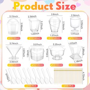 Nhựa dùng một lần ly Set 8 phong cách Mini món khai vị ly 2/3/<span class=keywords><strong>4</strong></span>/5/6 oz rõ ràng cho phục vụ trái cây kem - Product Image 2