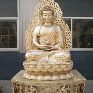 Escultura de Buda Moderna Personalizada en Bronce Chapado en Oro, Fabricación OEM/ODM, Fundida a Mano, Decoración para Exteriores, Templos, Monasterios y Paisajes - Product Image 1