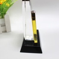 Trophée en Verre K9 Poli avec Gravure Laser 3D, Base en Cristal, Souvenir Sportif, Cadeau, Récompense Feu de Feuille Combinée