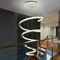 Haut lustre en cristal de luxe moderne personnalisé suspendu au plafond perles design LED lampes suspendues pour hôtel villa escalier villa