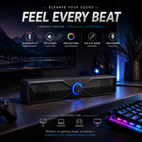 Nouvelle barre de son pour ordinateur 2026, design exclusif, son surround, home cinéma, son de jeu, lumières LED 4 couleurs, haut-parleur stéréo basse 2.0 alimenté par USB