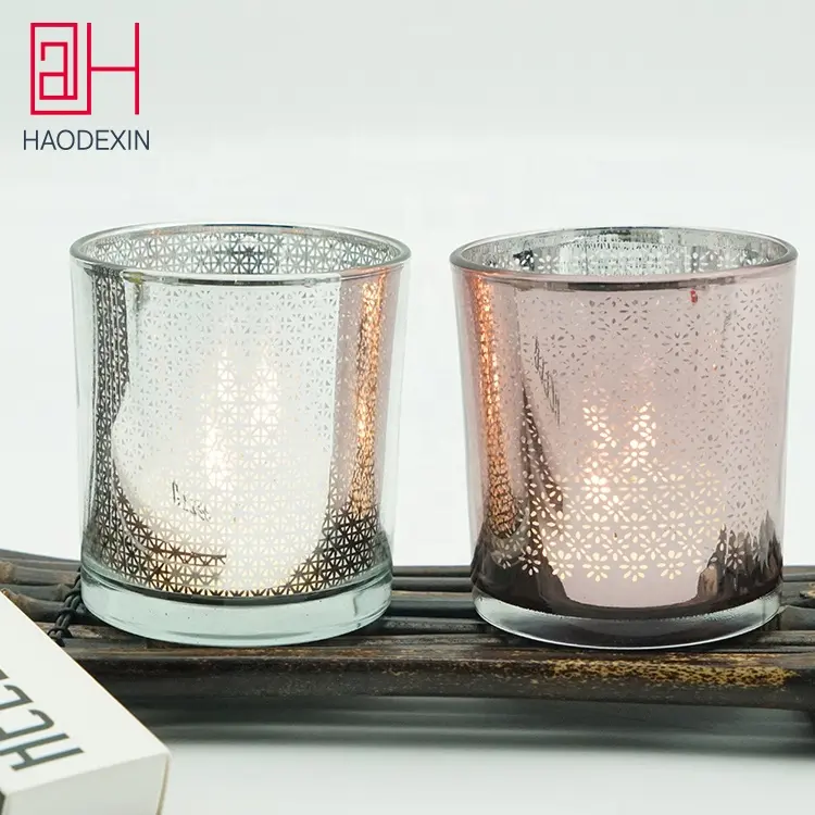 Haodxin jarra de vidro galvanizada, 11oz luxuosa decoração para casa, jarra de vidro exclusiva