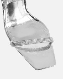 Sandales à talons en spirale avec <span class=keywords><strong>miroir</strong></span> et strass sexy, sandales à bride cheville pour femmes, talons aiguilles dorés <span class=keywords><strong>argent</strong></span>és métalliques avec strass, chaussures à brides - Product Image 6