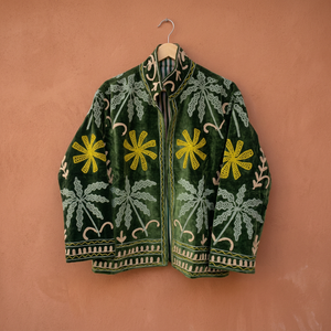Elegant Autumn Style Handmade Breathable Eco-Friendly Woven Velvet Cotton <b>Jacket</b> Women's <b>Mandarin</b> <b>Collar</b> Full Sleeve - Product Image 4