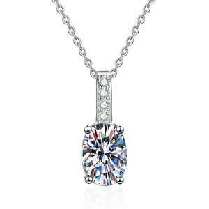 S925 in argento Sterling Moissanite a forma di uovo collana smeraldo da donna trasbordino coltivato rubino zaffiro Moissanite ciondolo - Product Image 5