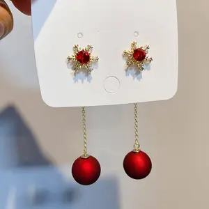 DAIHE 2023 Fashion New Christmas Bow Earrings Xmas Snowflower Bell Stud Earring Jewelry