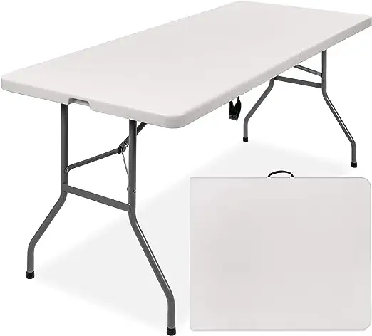 مبيع بالجملة طاولة بلاستيكية قابلة للطي 6 أقدام بيضاء قابلة للطي