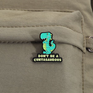 Wees Geen Cuntasaurous Emaille Pin Blauwgroene Dinosaurus Cartoon Broche Revers Badge Sieraden Geschenk Groothandel - Product Image 3