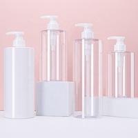 Bouteille de lotion corporelle transparente vide avec logo personnalisé, pompe intégrée, 300 ml et 500 ml, grande bouteille en plastique pour détergent liquide