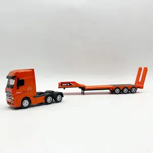 Huina mainan truk traktor Semi Zinc, mainan truk traktor Model statis skala 1/50 untuk anak laki-laki dan hobi Teknik