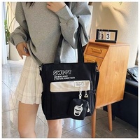 Mode canvas tas voor dames in Japanse stijl, fris zoet fruitpatroon, waterdichte draagbare draagtas met ritssluiting, crossbody tas