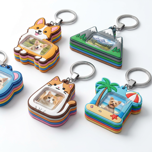 Llavero Personalizado con Foto Digital, Forma de Animal de Dibujos Animados, Plástico Multicapa, Souvenir Ligero con Diseño Irregular - Product Image 1