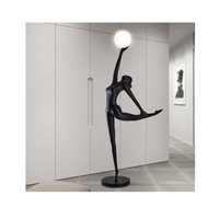 Lampe sur pied en forme de statue de danseuse noire LIANGTE pour la décoration de la maison, lampe décorative pour le salon, lampe sur pied en verre FRP à LED pour le coin du salon