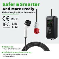 Chargeur EV portable 11KW Type 2 5 broches avec double bouton et écran d'affichage, câble de 5M, norme GB/T, contrôle via l'application Tuya pour la maison