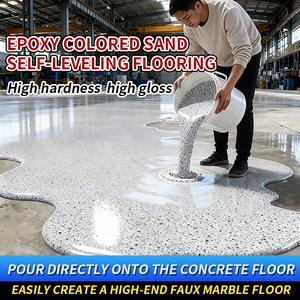 Revêtement de sol liquide auto-nivelant époxy à effet marbre SL écologique avec sable coloré, peinture protectrice haute dureté pour usage alimentaire - Product Image 4