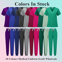Ensemble de tenues médicales 2 pièces style populaire, anti-rides, doux, avec logo personnalisé, pour infirmières, médecins, hôpitaux, cliniques dentaires et personnel soignant